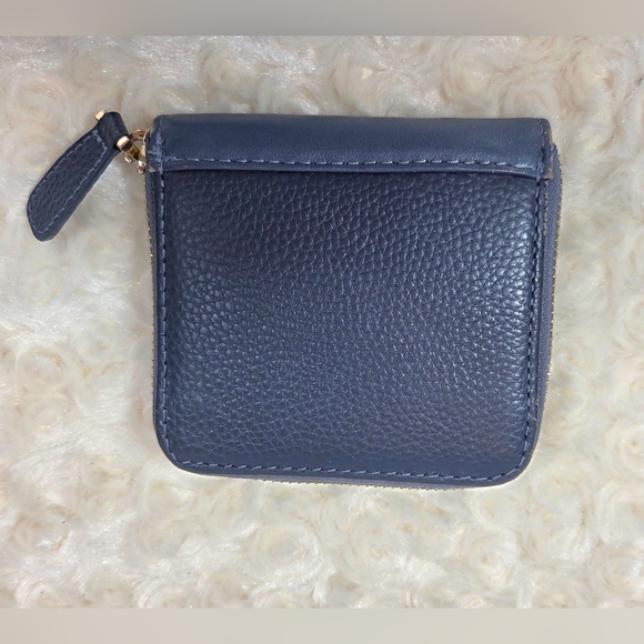 Pom Pom London Navy Textured Wallet with Gold Zipper - Picture 2 of 7